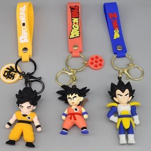 3× Dragon Ball 3D Anime Figure Keychains - Goku, Vegeta, Son Goku